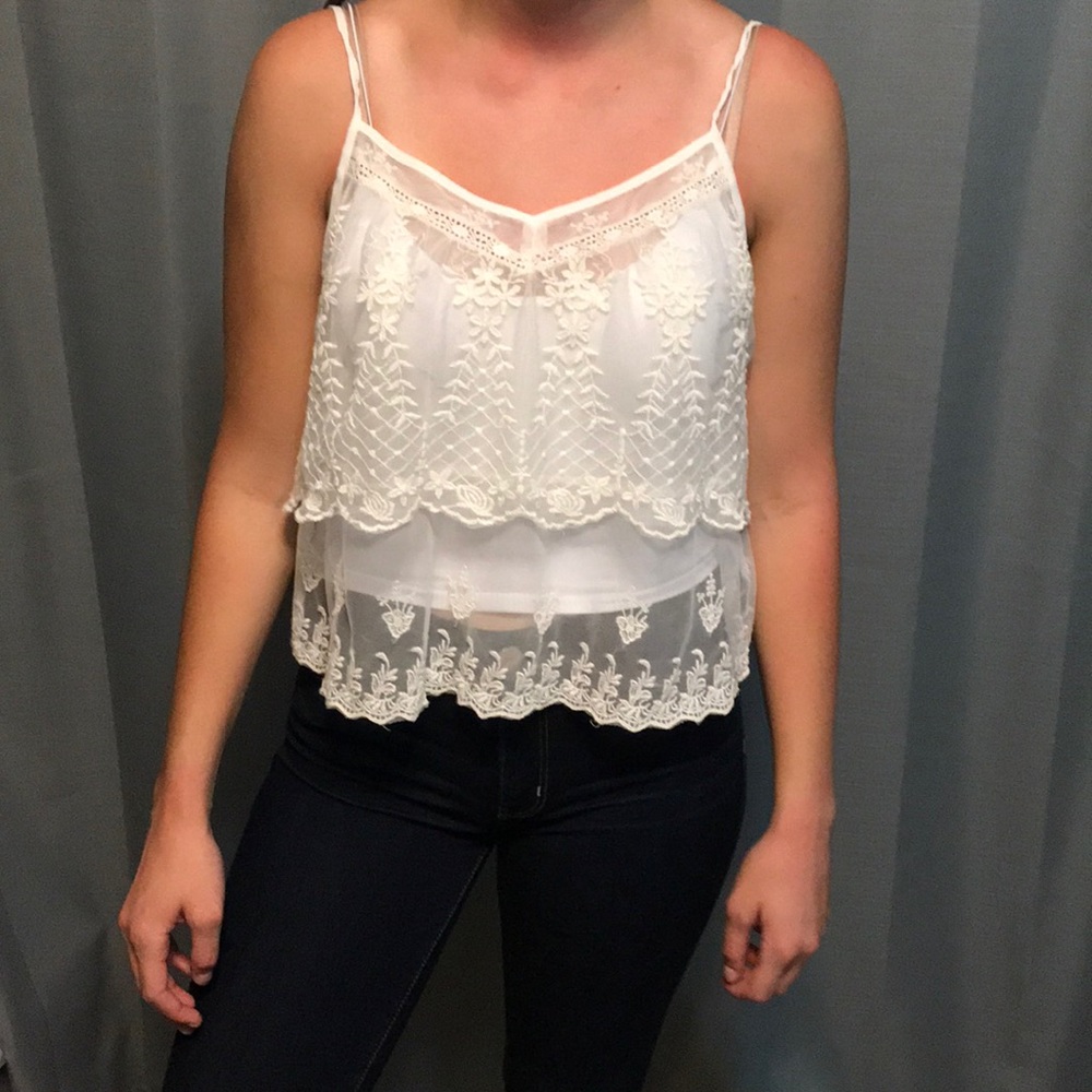 White lacy tank